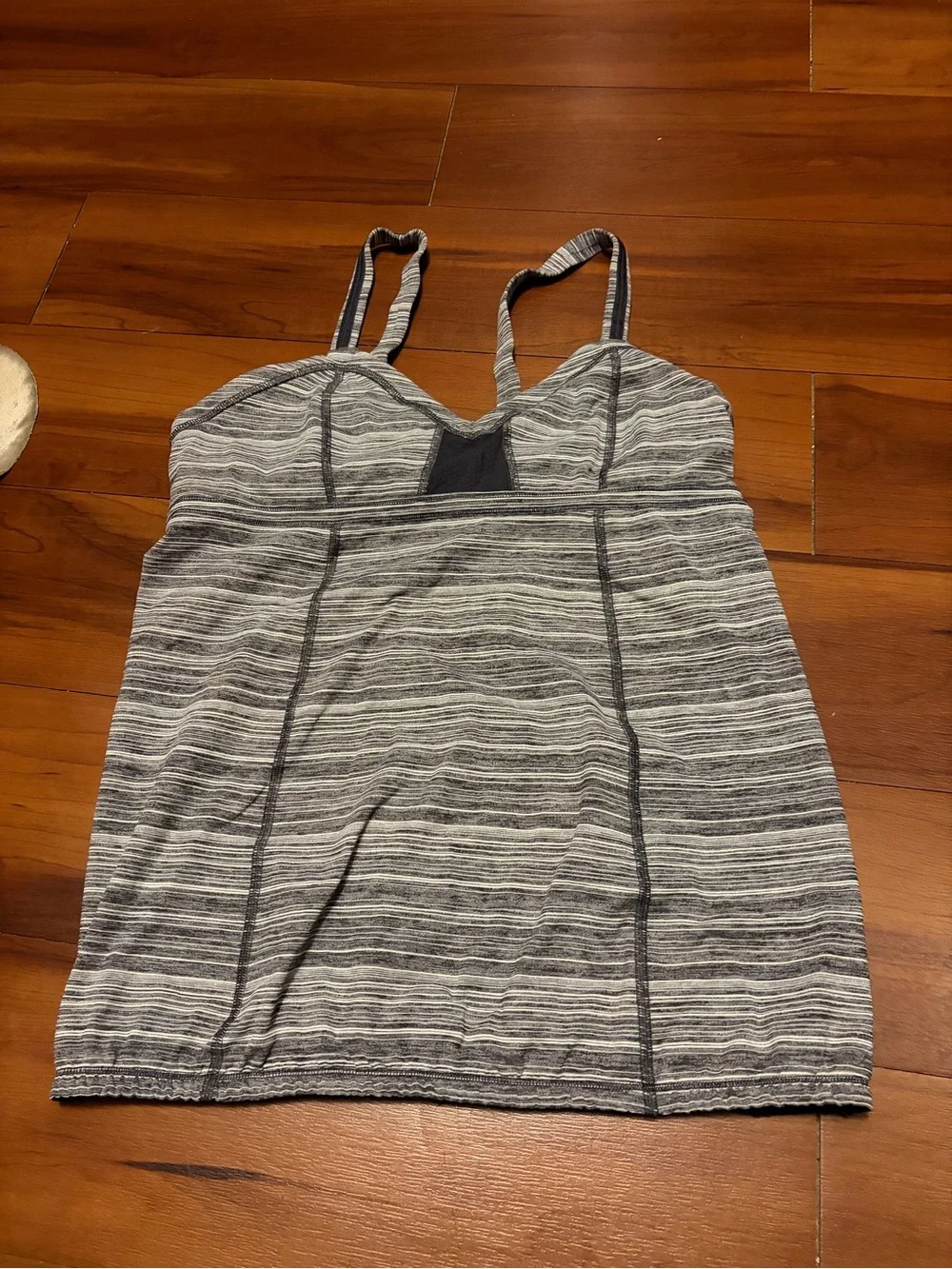 Lululemon Gray Striped Tank Top with Built-In Shelf Bra Sz 12